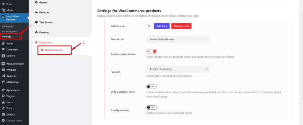 WooCommerce tab